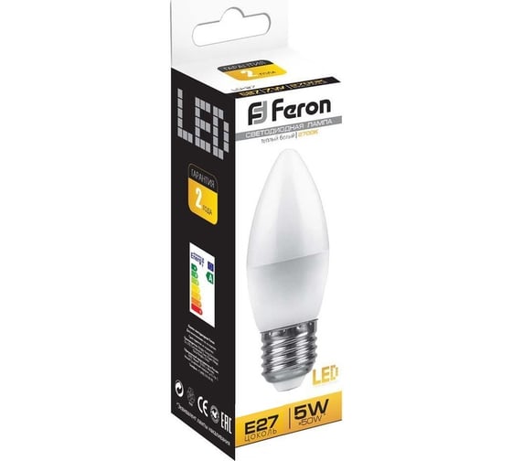 Светодиодная лампа FERON 5W 230V E27 2700K, LB-72 25764