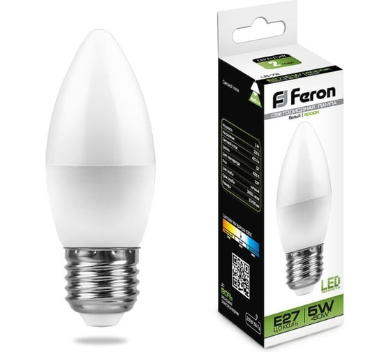 Светодиодная лампа FERON 5W 230V E27 4000K, LB-72 25765