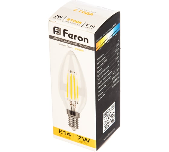 Светодиодная лампа FERON 7W 230V E14 2700K, LB-66 25726