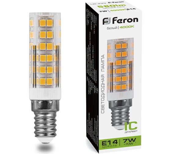 Светодиодная лампа FERON 7W 230V E14 4000K, LB-433 25899 1