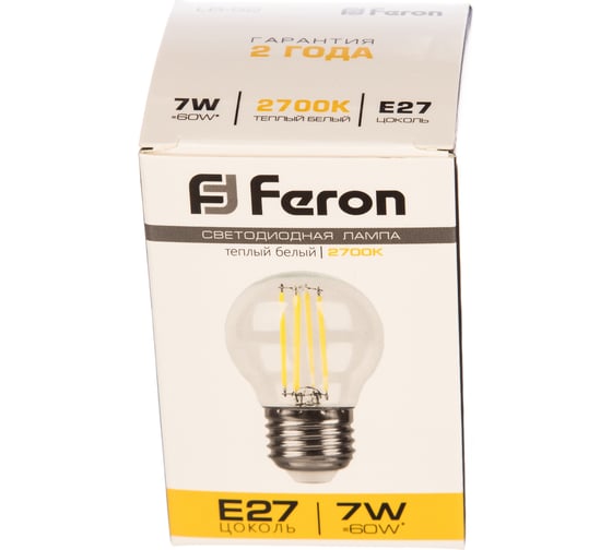 Светодиодная лампа FERON 7W 230V E27 2700K, LB-52 25876