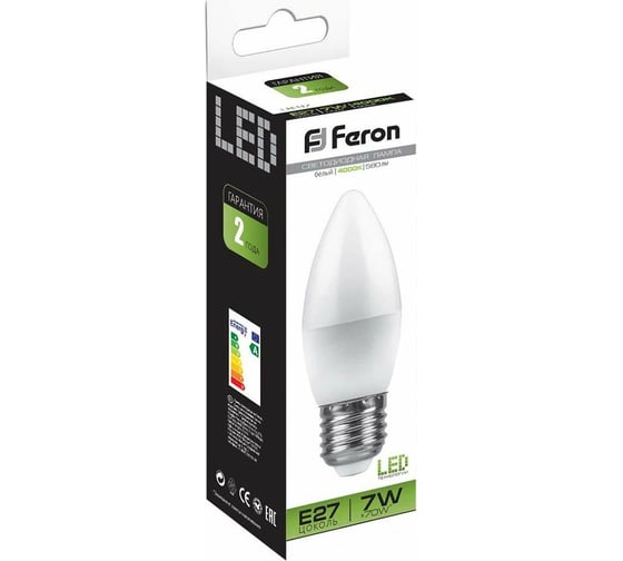 Светодиодная лампа FERON 7W 230V E27 4000K, LB-97 25759