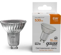 Лампа Gauss Basic MR16 6W 530lm 3000K GU10 LED 10106162