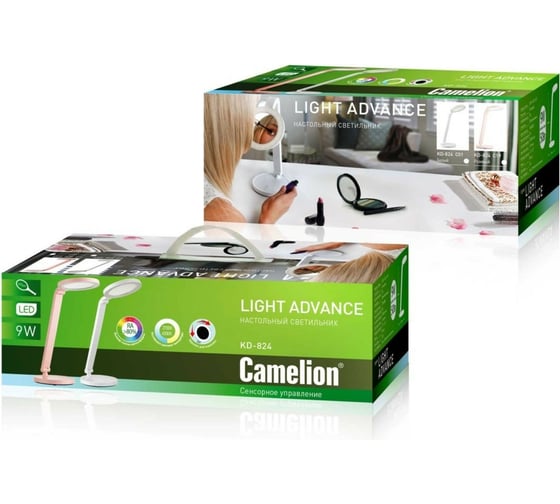 Настольный светильник Camelion KD-824 C14 розовый LED 9Вт, 230В, сенсорный, регулировка яркости и цветовой температуры, с зеркалом 13525