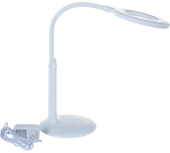 Настольный светильник Camelion KD-823 C01 белый LED 8Вт, 230В, 500Лм, сенсорный, термометр, регулировка яркости и цветовой температуры, с зеркалом 13523