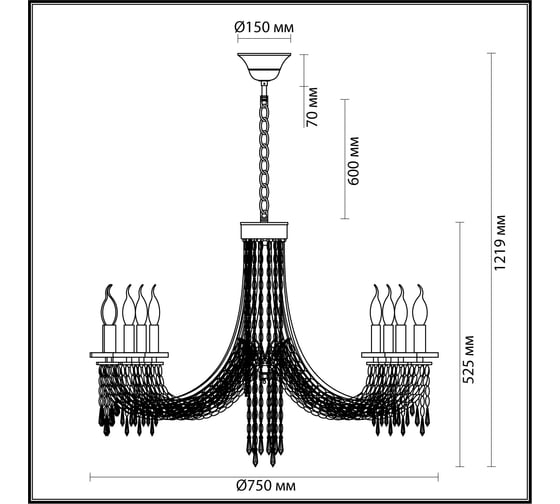 Люстра ODEON LIGHT E14 8*40W CAPEL5063/ 5063/8