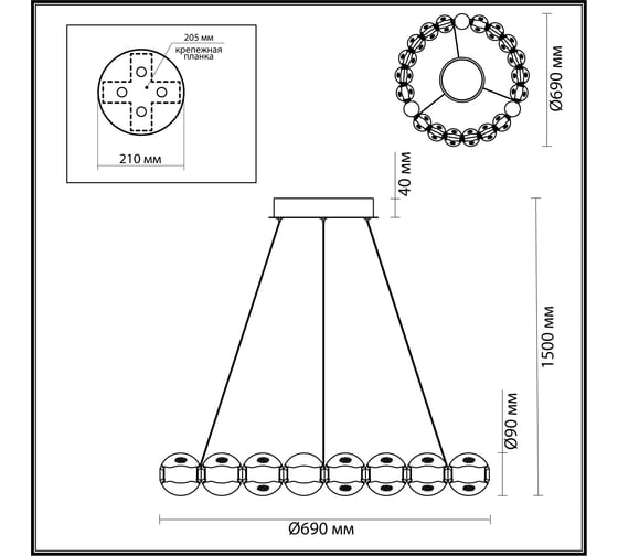 Люстра ODEON LIGHT LED 60 CRYSTAL 5007/60 5007/60L