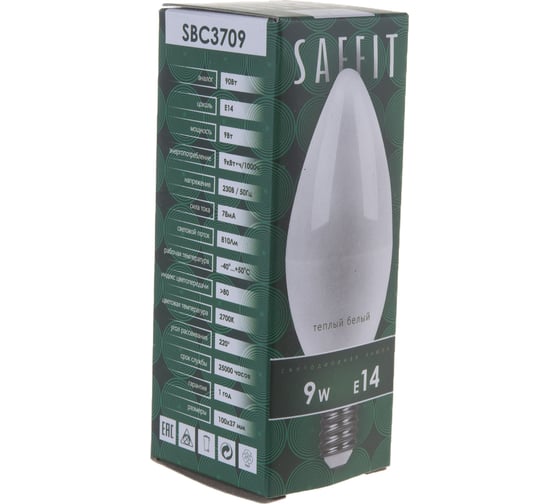 Светодиодная лампа SAFFIT 9W 230V E14 2700K, SBC3709 55078