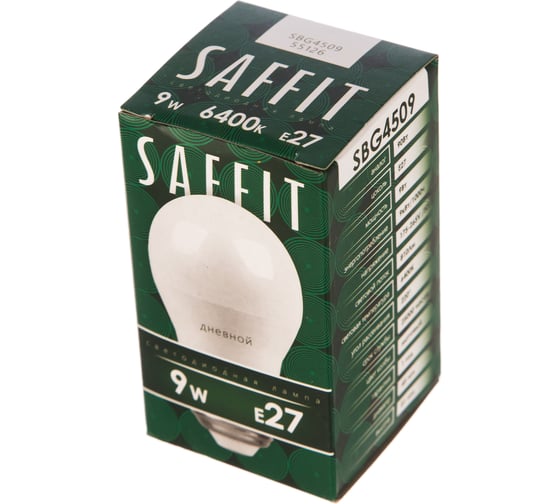 Светодиодная лампа SAFFIT 9W 230V E27 6400K, SBG4509 55126