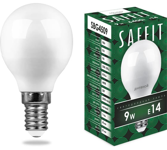 Светодиодная лампа SAFFIT 9W 230V E14 6400K, SBG4509 55125 15928430