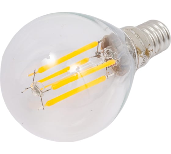 Светодиодная лампа Uniel LED-G45-5W/WW/E14/CL/MB GLM10TR. Форма «шар», прозрачная. UL-00002369