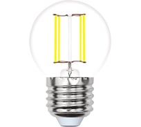 Светодиодная лампа Uniel LED-G45-5W/WW/E27/CL/MB GLM10TR. Форма «шар», прозрачная. UL-00002370