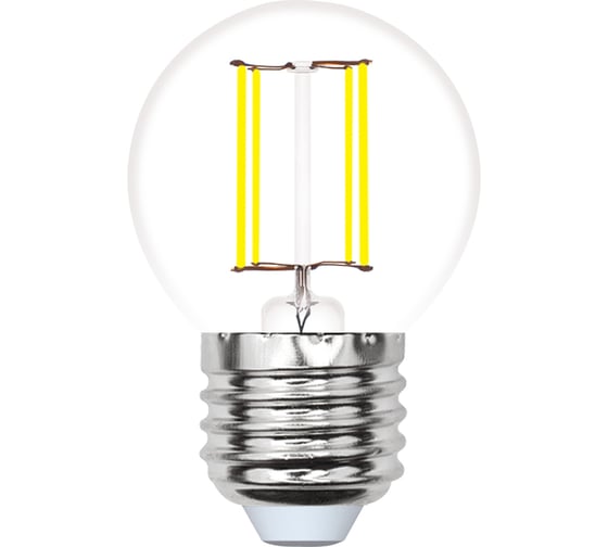 Светодиодная лампа Uniel LED-G45-5W/WW/E27/CL/MB GLM10TR. Форма «шар», прозрачная. UL-00002370