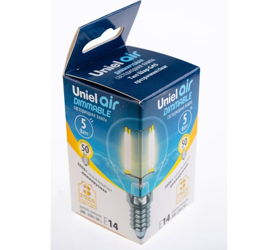 Светодиодная диммируемая лампа Uniel LED-G45-5W/WW/E14/CL/DIM GLA01TR. UL-00002866