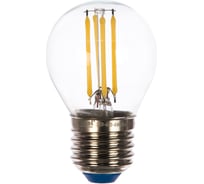 Светодиодная лампа Uniel LED-G45-6W/NW/E27/CL GLA01TR . Форма шар, прозрачная. UL-00002208