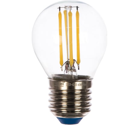 Светодиодная лампа Uniel LED-G45-6W/NW/E27/CL GLA01TR . Форма шар, прозрачная. UL-00002208