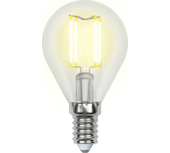 Светодиодная лампа Uniel LED-G45-6W/WW/E14/CL GLA01TR. Форма шар, прозрачная. UL-00002201