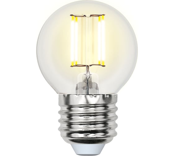 Светодиодная лампа Uniel LED-G45-6W/WW/E27/CL GLA01TR. Форма шар, прозрачная. UL-00002203 1