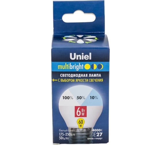 Светодиодная лампа Uniel LED-G45-6W/NW/E27/FR/MB PLM11WH . Форма «шар», матовая. UL-00002378