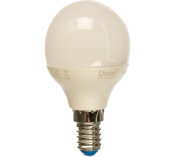 Светодиодная лампа Uniel LED-G45-6W/WW/E14/FR/MB PLM11WH. Форма «шар», матовая. UL-00002375