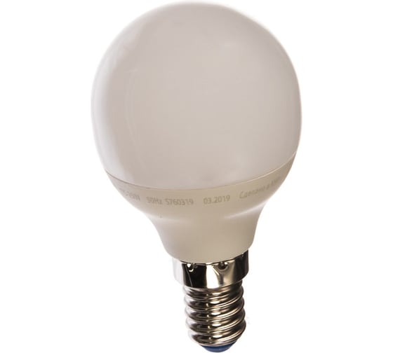 Светодиодная лампа Uniel LED-G45-6W/WW/E14/FR/MB PLM11WH. Форма «шар», матовая. UL-00002375