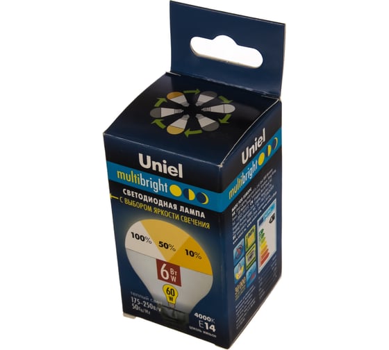 Светодиодная лампа Uniel LED-G45-6W/WW/E14/FR/MB PLM11WH. Форма «шар», матовая. UL-00002375