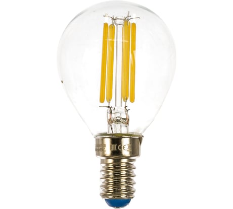 Светодиодная лампа Uniel LED-G45-7,5W/NW/E14/CL GLA01TR. Форма шар, прозрачная. UL-00003254