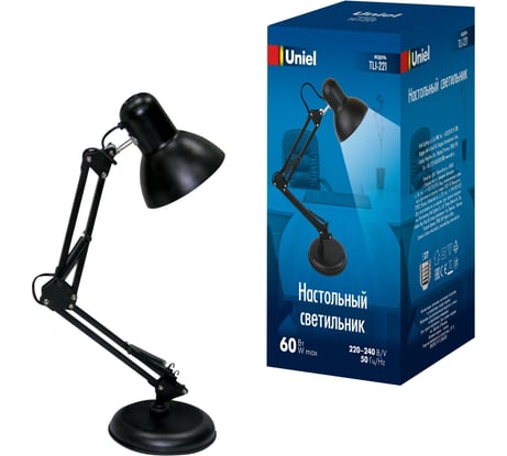 Настольный светильник Uniel TLI-221 BLACK E27. Цоколь Е27. 60W. UL-00002120