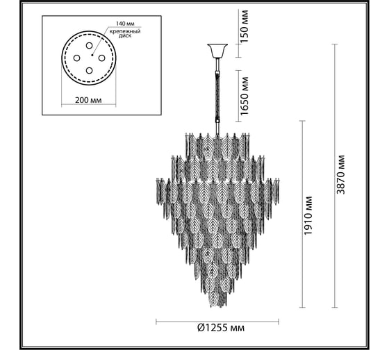 Люстра ODEON LIGHT Е14, 89х25W, TEARS 5049/89