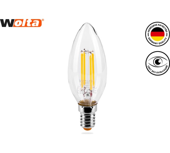 Лампа Wolta СВЕЧА LED FILAMENT, 3000К, 25YCFT5E14