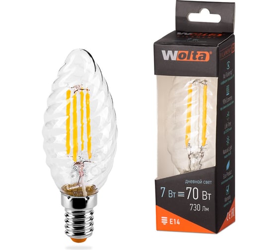 Лампа Wolta СВЕЧА LED FILAMENT, 4000К, 25SCTFT7E14 1