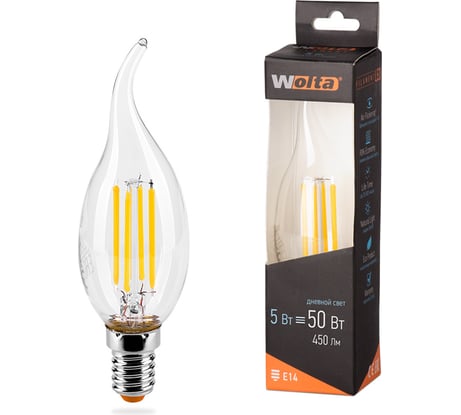 Лампа Wolta СВЕЧА LED FILAMENT, 4000К, 25SCDFT5E14