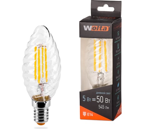 Лампа Wolta СВЕЧА LED FILAMENT, 4000К, 25SCTFT5E14