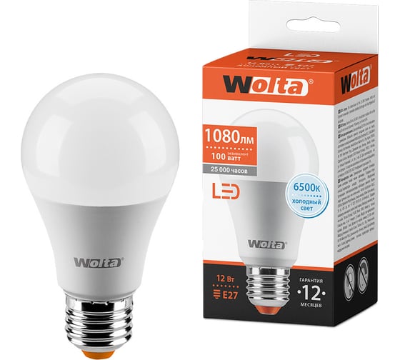 Светодиодная лампа Wolta груша А60 220В 25W60BL12E27