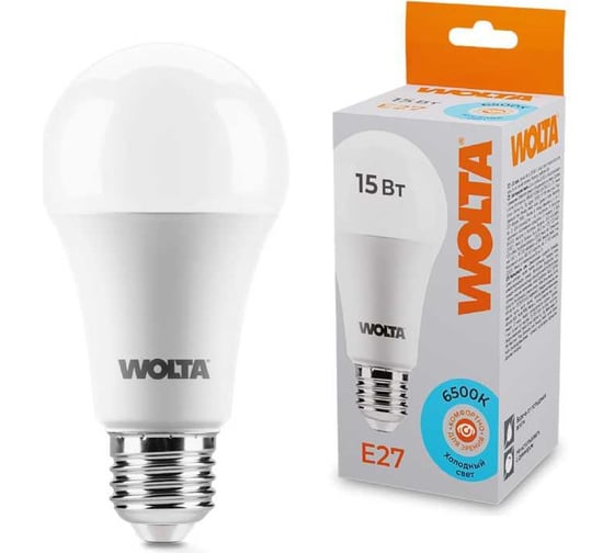Светодиодная лампа Wolta LED груша, BL, 15Вт, 6500К Холодный белый свет, А60, E27 25W60BL15E27