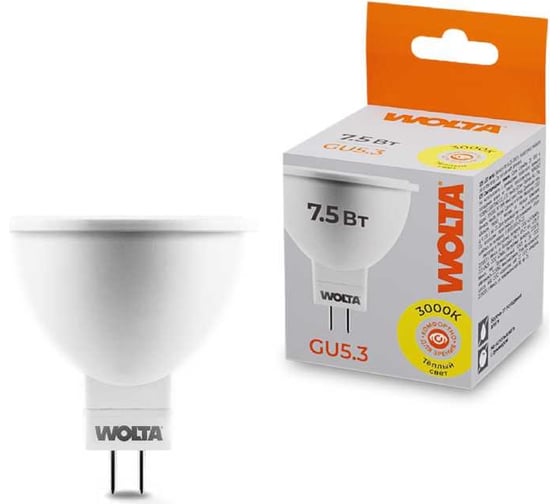 Лампа WOLTA LED 25YMR16-220-7.5GU5.3