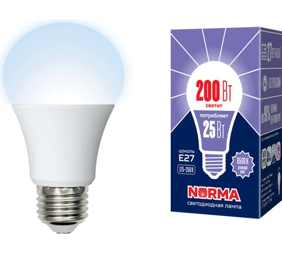 Светодиодная лампа Volpe LED-A70-25W/6500K/E27/FR/NR. Форма A, матовая. UL-00004471