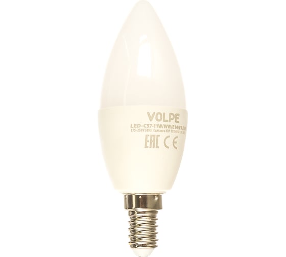 Светодиодная лампа Volpe LED-C37-11W/WW/E14/FR/NR. Форма свеча, матовая. UL-00003812