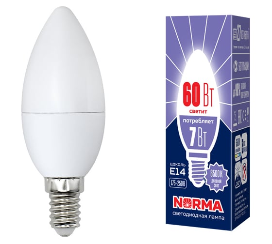 Светодиодная лампа Volpe LED-C37-7W/DW/E14/FR/NR. Форма свеча, матовая. UL-00003794