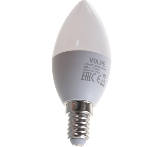 Светодиодная лампа Volpe LED-C37-7W/DW/E14/FR/NR. Форма свеча, матовая. UL-00003794