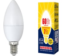 Светодиодная лампа Volpe LED-C37-7W/WW/E14/FR/NR. Форма свеча, матовая. UL-00003796