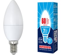 Светодиодная лампа Volpe LED-C37-7W/NW/E14/FR/NR. Форма свеча, матовая. UL-00003795