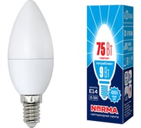 Светодиодная лампа Volpe LED-C37-9W/NW/E14/FR/NR. Форма свеча, матовая. UL-00003803