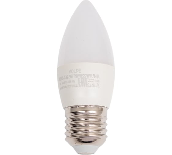 Светодиодная лампа Volpe LED-C37-9W/NW/E27/FR/NR. Форма свеча, матовая. UL-00003806