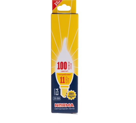 Светодиодная лампа Volpe LED-CW37-11W/WW/E14/FR/NR. Форма свеча на ветру, матовая. UL-00003817