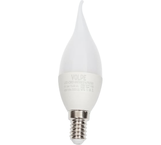 Светодиодная лампа Volpe LED-CW37-9W/NW/E14/FR/NR. Форма свечанаветру, матовая. UL-00003808