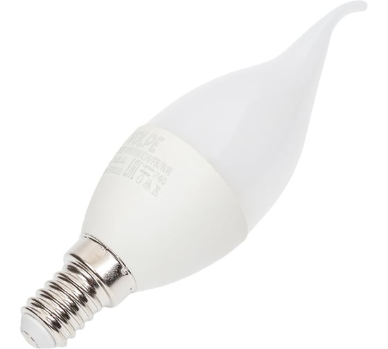Светодиодная лампа Volpe LED-CW37-9W/NW/E14/FR/NR. Форма свечанаветру, матовая. UL-00003808