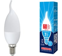 Светодиодная лампа Volpe LED-CW37-7W/WW/E14/FR/NR. Форма свечанаветру, матовая. UL-00003801