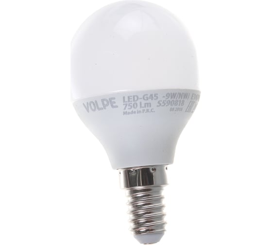Светодиодная лампа Volpe LED-G45-9W/NW/E14/FR/NR. Форма шар, матовая. UL-00003825