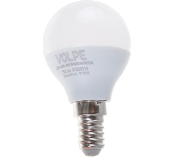 Светодиодная лампа Volpe LED-G45-9W/WW/E14/FR/NR. Форма шар, матовая. UL-00003826